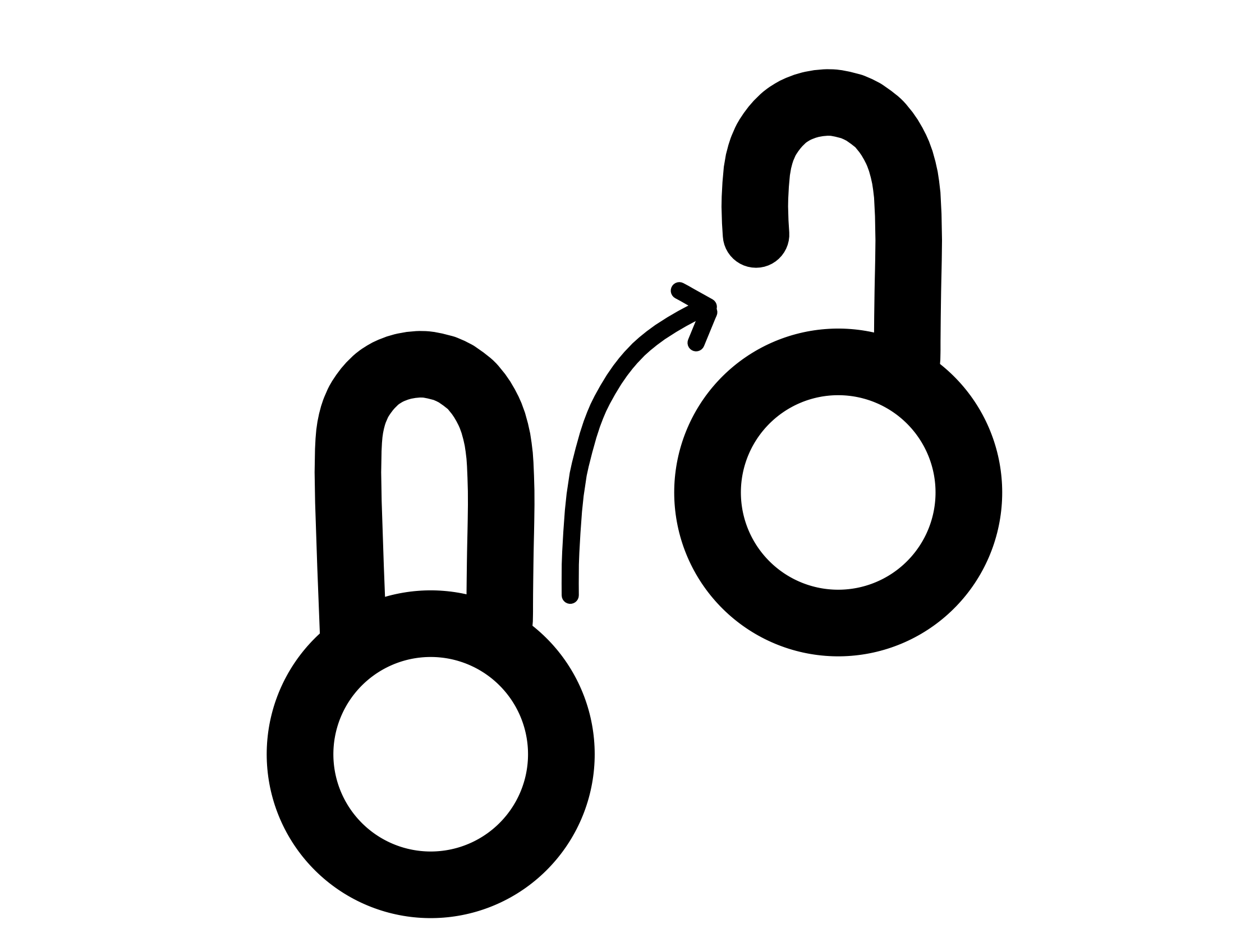 Diagram showing a locked padlock to unlocked padlock